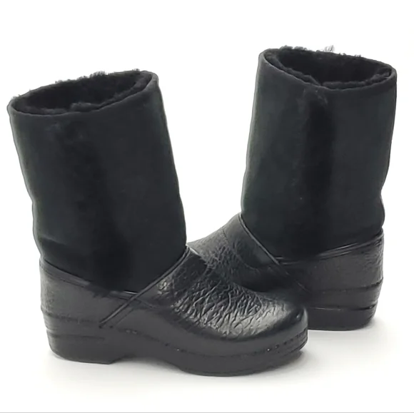 DANSKO Womens Black Finley Shearling Leather Winter Clog Boots Size 7 - Picture 5 of 13